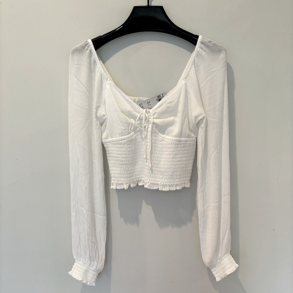 NWT Hollister White Long Sleeve Peasant Top